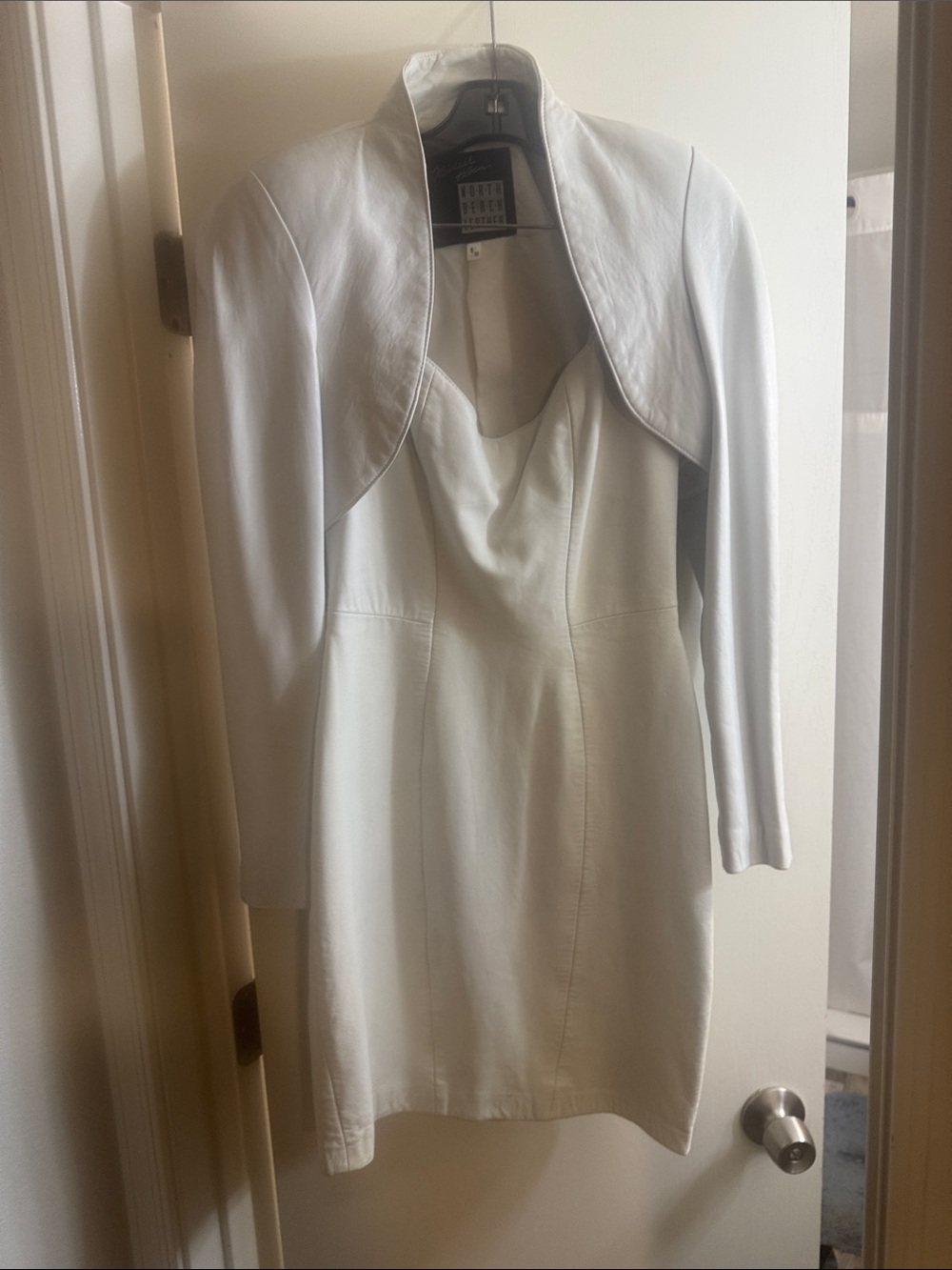 North Beach Leather White Cowl Neck Mini Dress